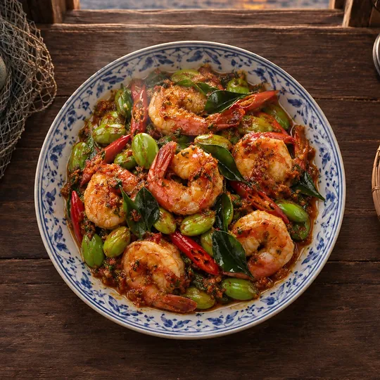 ผัดเผ็ดกุ้งสะตอ