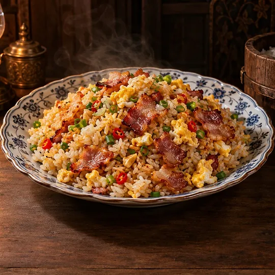 ข้าวผัดพริกกระเทียมเบคอน