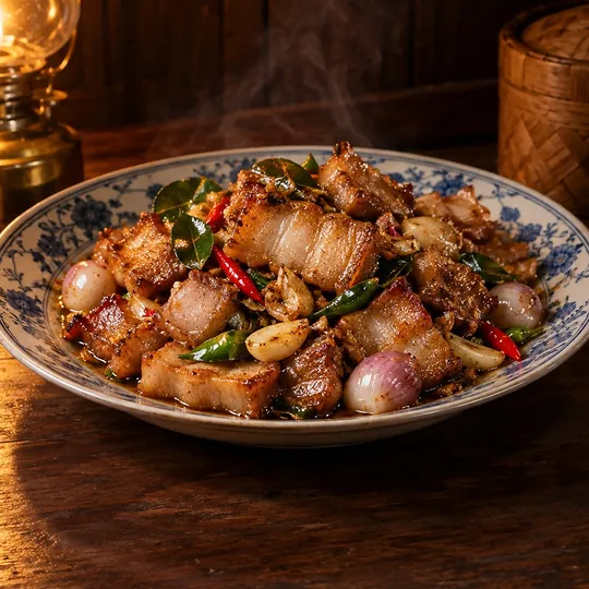 หมูสามชั้นผัดเคยภูเก็ต