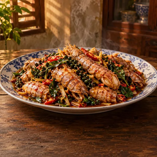 ผัดเผ็ดกั้งพริกไทยอ่อน