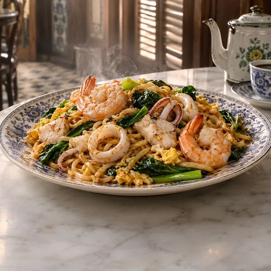 หมี่ฮกเกี้ยนผัดแห้งซีฟู้ด
