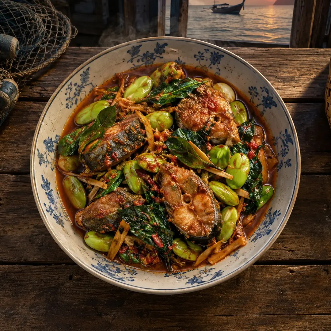 ผัดเผ็ดปลาดุกสะตอ อาหารภูเก็ต