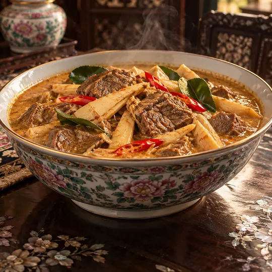 แกงเนื้อยอดมะพร้าวแบบใต้
