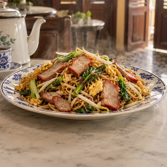 หมี่ฮกเกี้ยนผัดหมูแดง