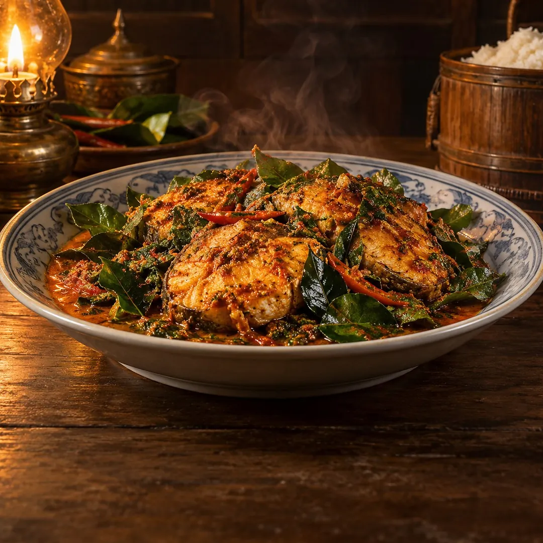 ผัดเผ็ดปลาอินทรีใบยี่หร่า อาหารภูเก็ต