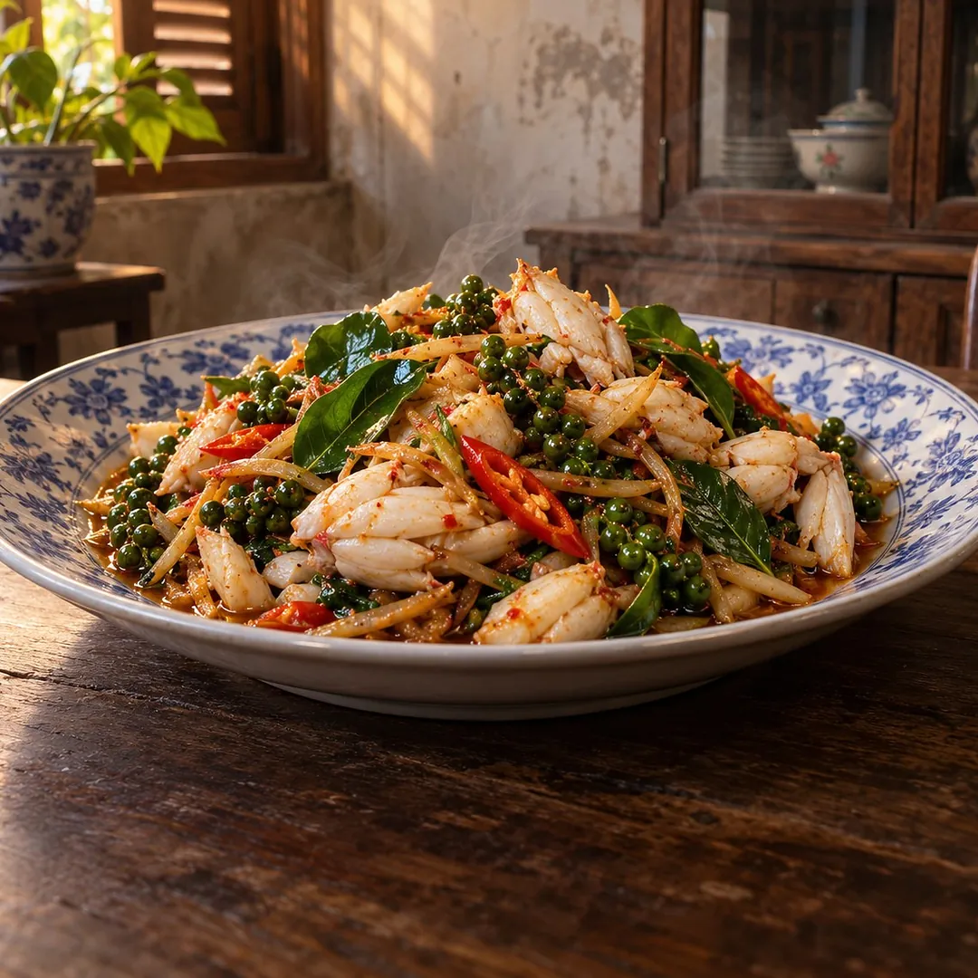 ผัดเผ็ดเนื้อปูพริกไทยอ่อน อาหารภูเก็ต
