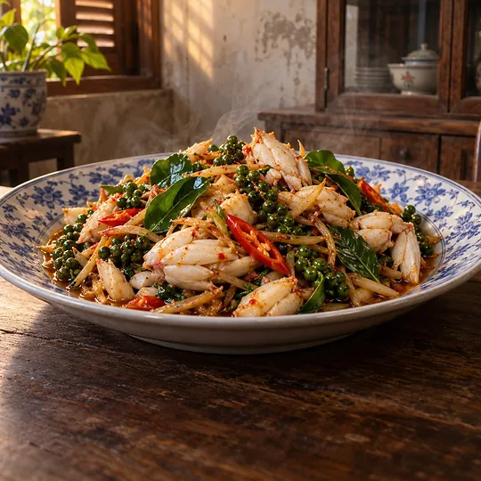 ผัดเผ็ดเนื้อปูพริกไทยอ่อน