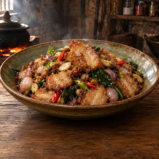 หมูสามชั้นคั่วเคย