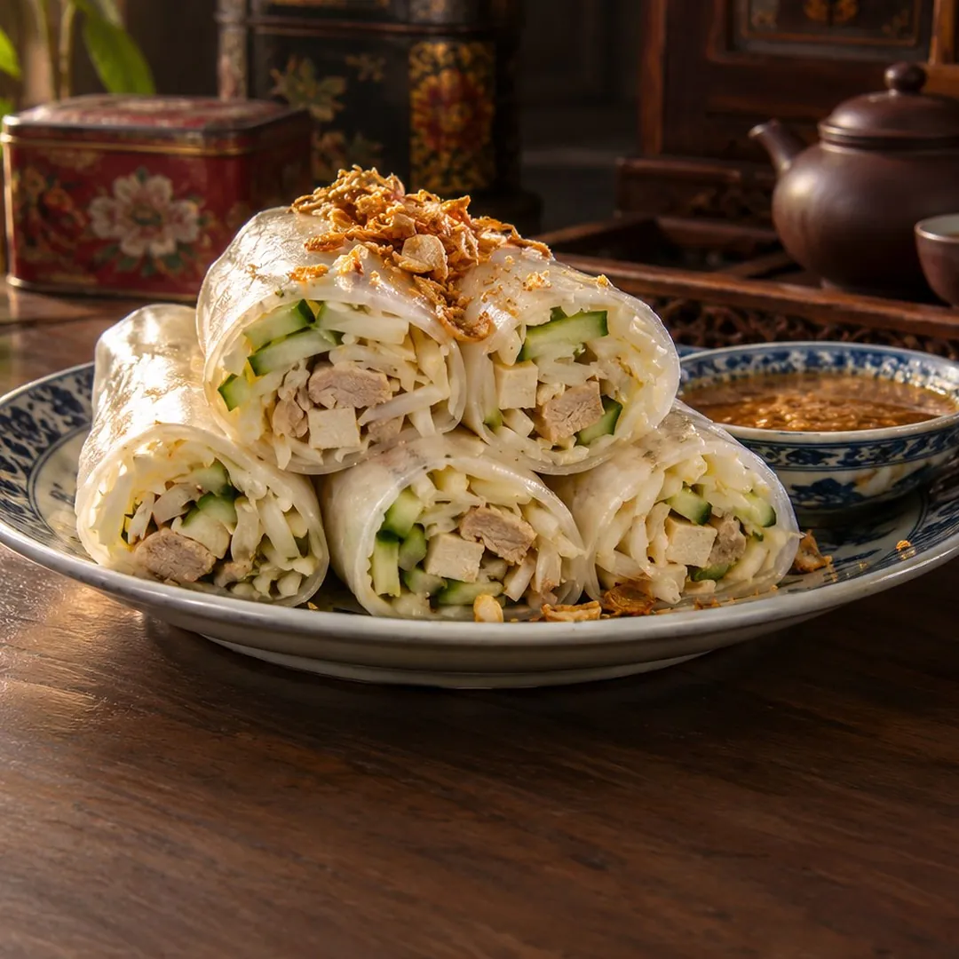 ปอเปี๊ยะสดไส้มันแกวแบบภูเก็ต อาหารภูเก็ต