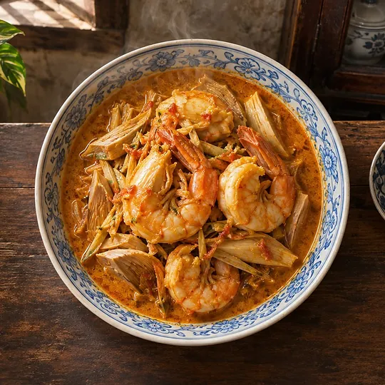 แกงส้มกุ้งหัวปลี
