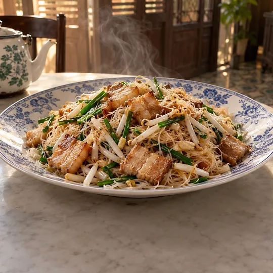 หมี่หุ้นผัดหมูสามชั้น