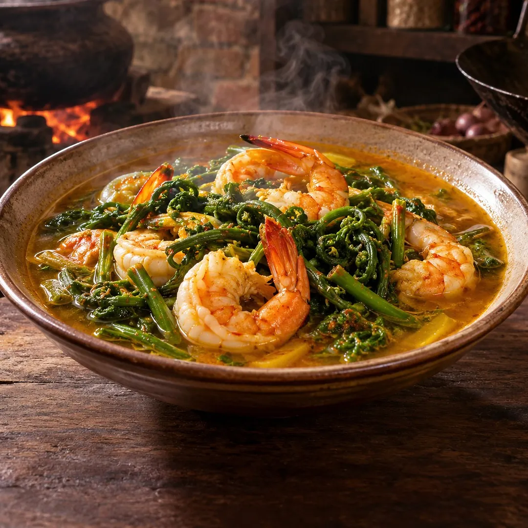 แกงส้มกุ้งยอดผักกูด อาหารภูเก็ต