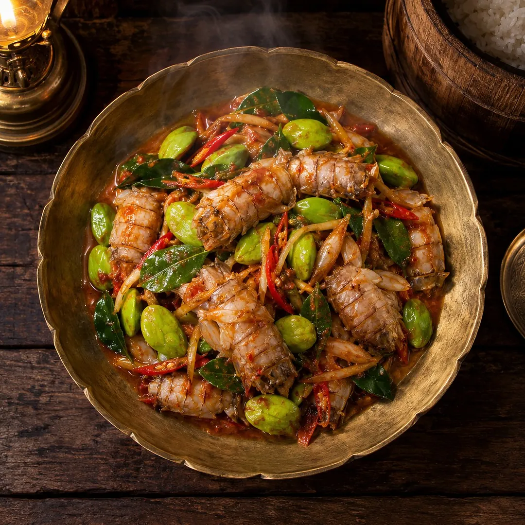 ผัดเผ็ดกั้งสะตอ อาหารภูเก็ต