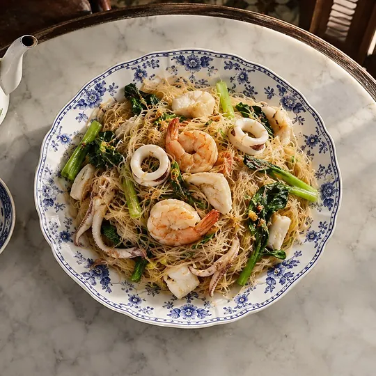 หมี่สั่วผัดแห้งทะเล