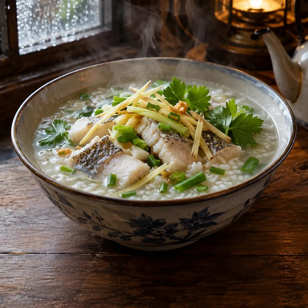 ข้าวต้มปลาเก๋าขิงสด อาหารภูเก็ต