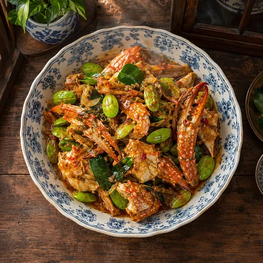 ผัดเผ็ดปูม้าสะตอ