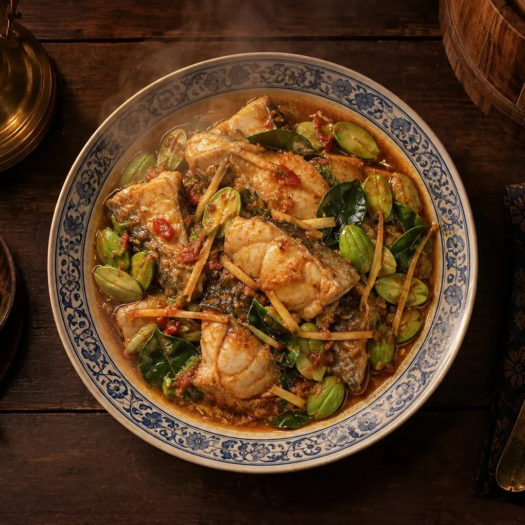 ผัดเผ็ดปลาเก๋าสะตอ อาหารภูเก็ต