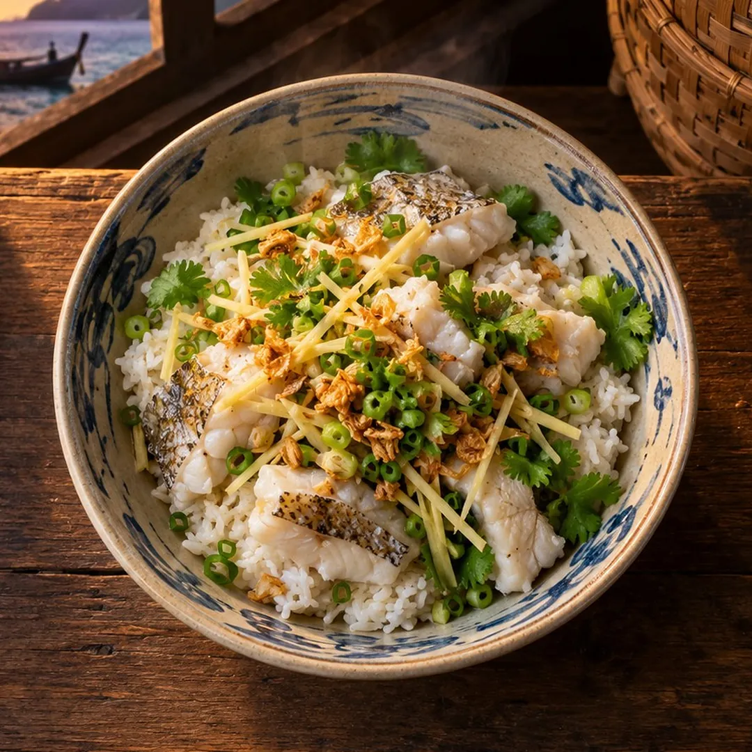 ข้าวต้มแห้งปลาเก๋า อาหารภูเก็ต