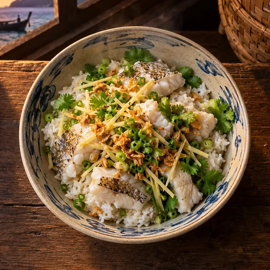 ข้าวต้มแห้งปลาเก๋า