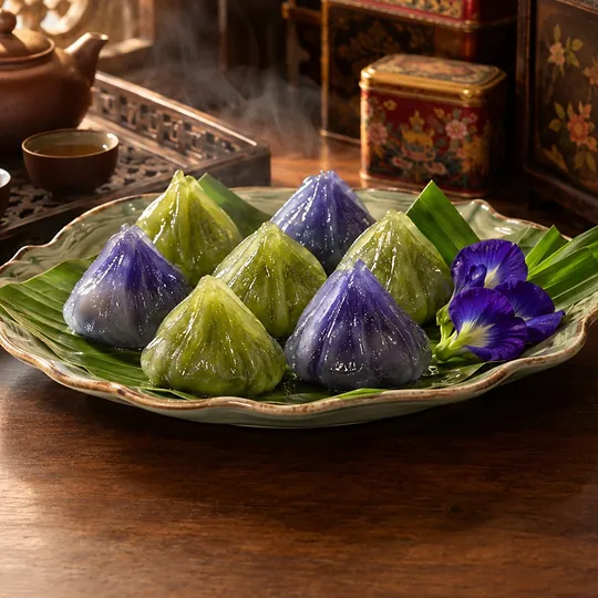 ขนมเทียนแก้วอัญชันใบเตย