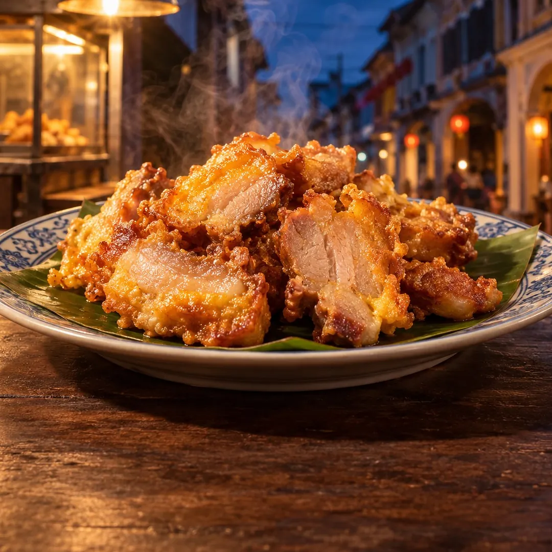 หมูสามชั้นทอดน้ำปลา อาหารภูเก็ต