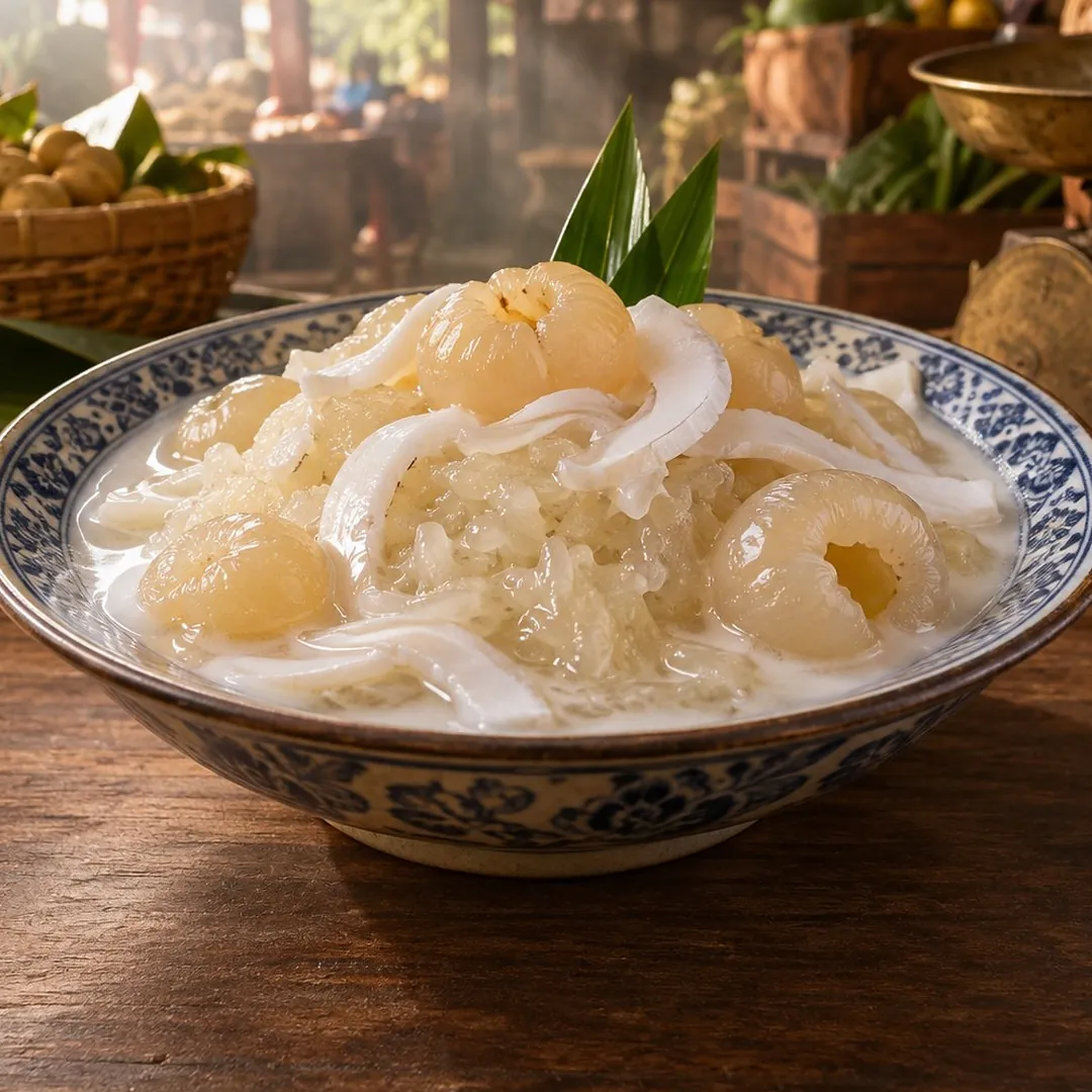 ข้าวเหนียวเปียกลำไยมะพร้าวอ่อน อาหารภูเก็ต