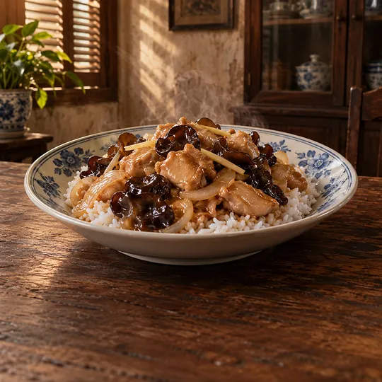 ข้าวหน้าไก่เต้าเจี้ยว