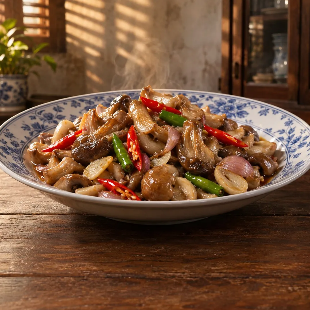 เห็ดเหม็ดผัดกะปิ อาหารภูเก็ต