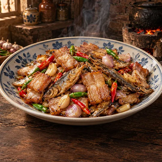 ปลาเสียดเค็มผัดหมูสามชั้น