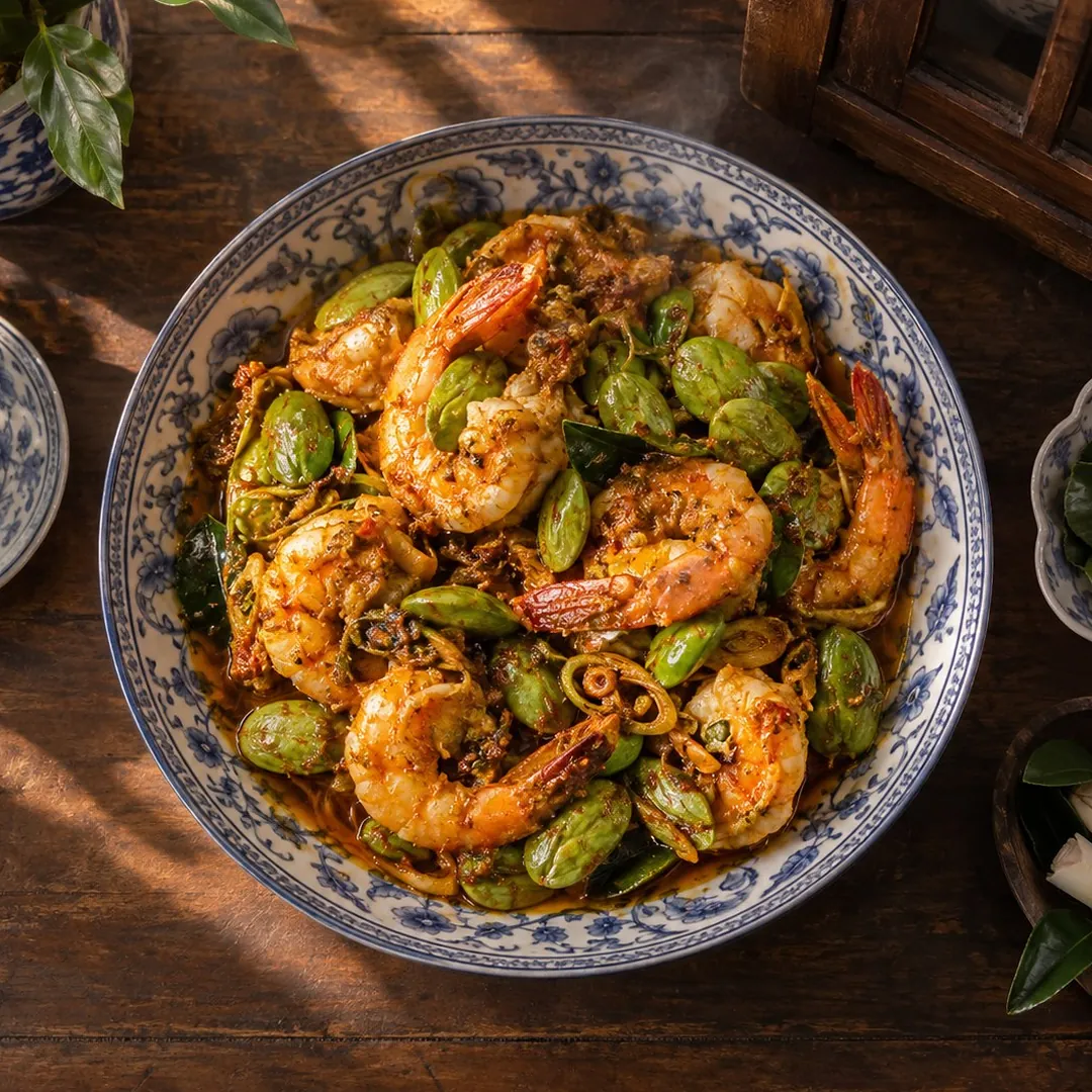 คั่วกลิ้งกุ้งสะตอ อาหารภูเก็ต