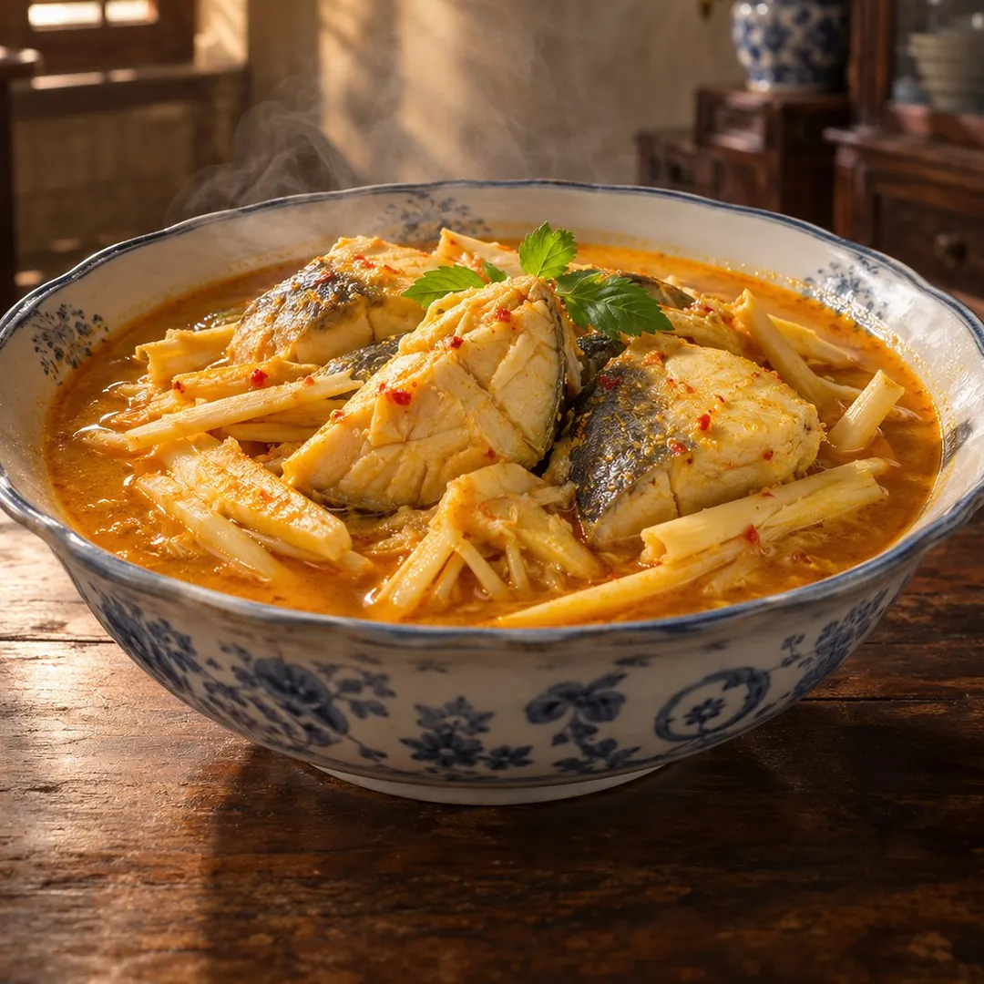 แกงส้มปลาโฉมงามยอดมะพร้าว อาหารภูเก็ต