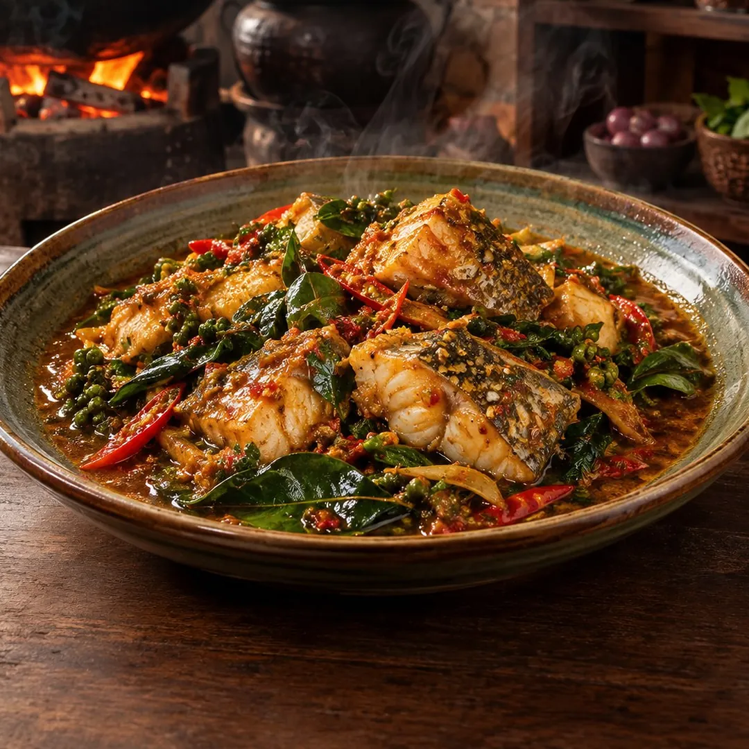 ผัดเผ็ดปลาเก๋ามุกใบยี่หร่า อาหารภูเก็ต