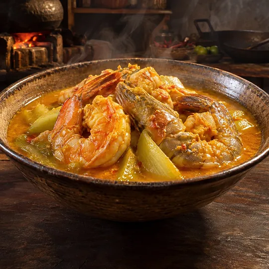 แกงส้มกุ้งกุลาดำออดิบ