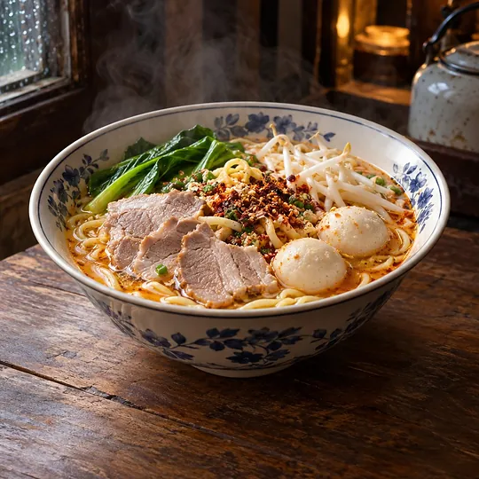 บะหมี่เหลืองต้มยำกะทู้