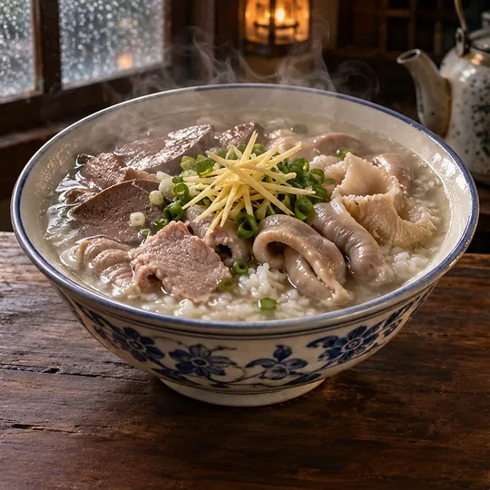 ข้าวต้มเครื่องในหมูแบบโกปี๊เตี่ยม