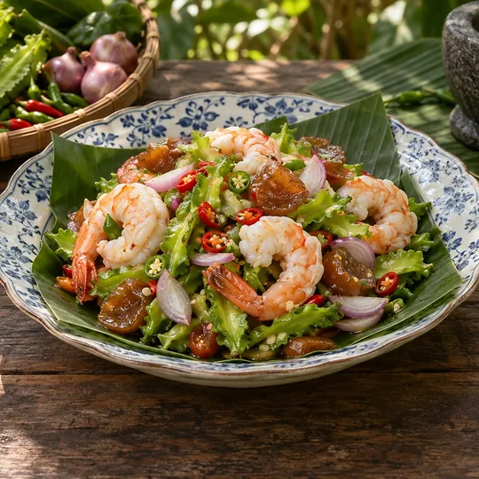 ยำถั่วพูกุ้งแช่บ๊วยแบบโบราณ