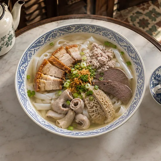 ก๋วยจั๊บน้ำใสหมูกรอบเครื่องในภูเก็ต
