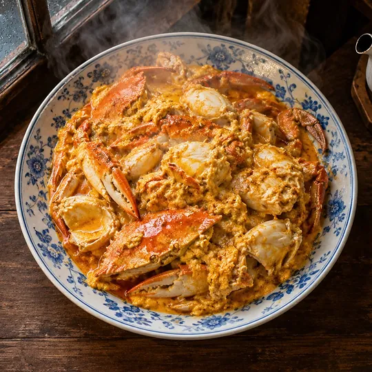 ปูผัดผงกะหรี่แบบร้านข้าวต้มภูเก็ต