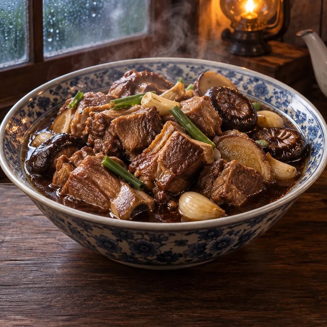 ซี่โครงหมูตุ๋นน้ำดำแบบดีบุก อาหารภูเก็ต