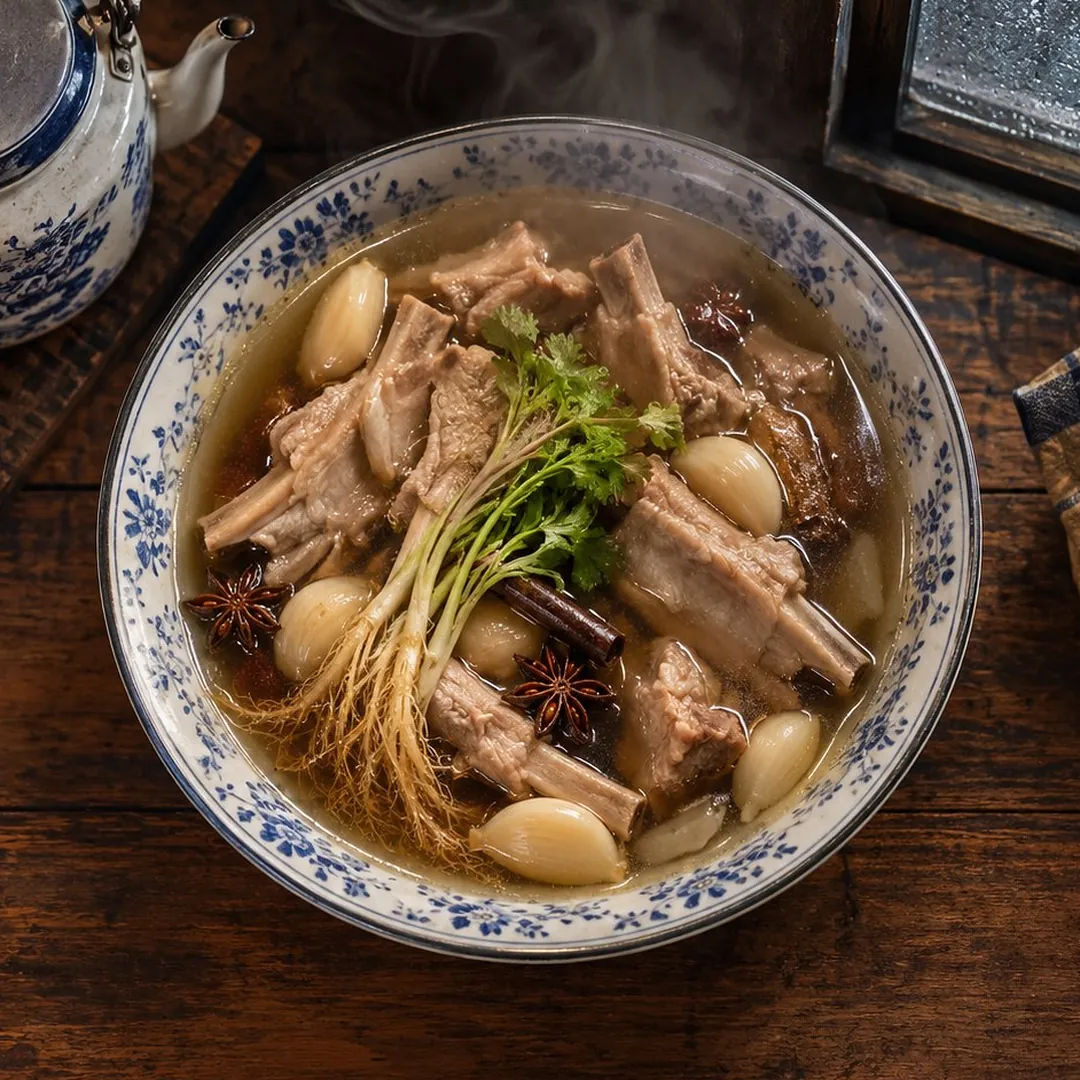 ซุปซี่โครงหมูสมุนไพรแบบโลบะบางเหนียว อาหารภูเก็ต