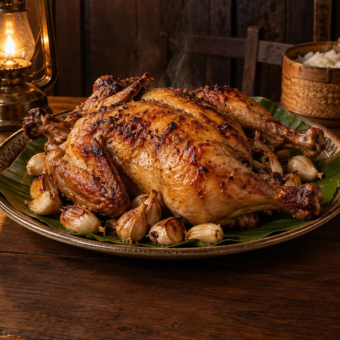 ไก่ย่างเกลือเตาถ่านสไตล์ภูเก็ต อาหารภูเก็ต