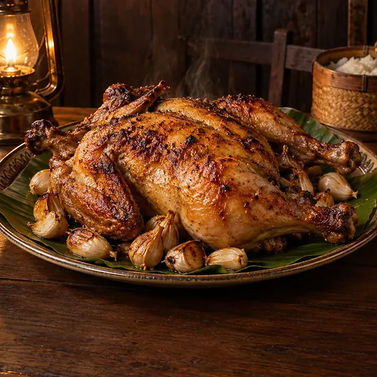 ไก่ย่างเกลือเตาถ่านสไตล์ภูเก็ต