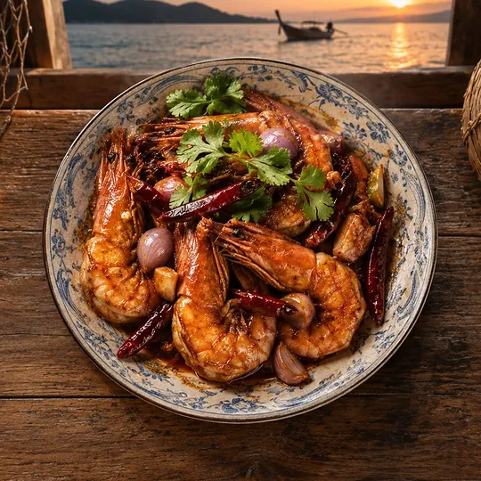 กุ้งผัดซอสมะขามแบบโกซ้ง