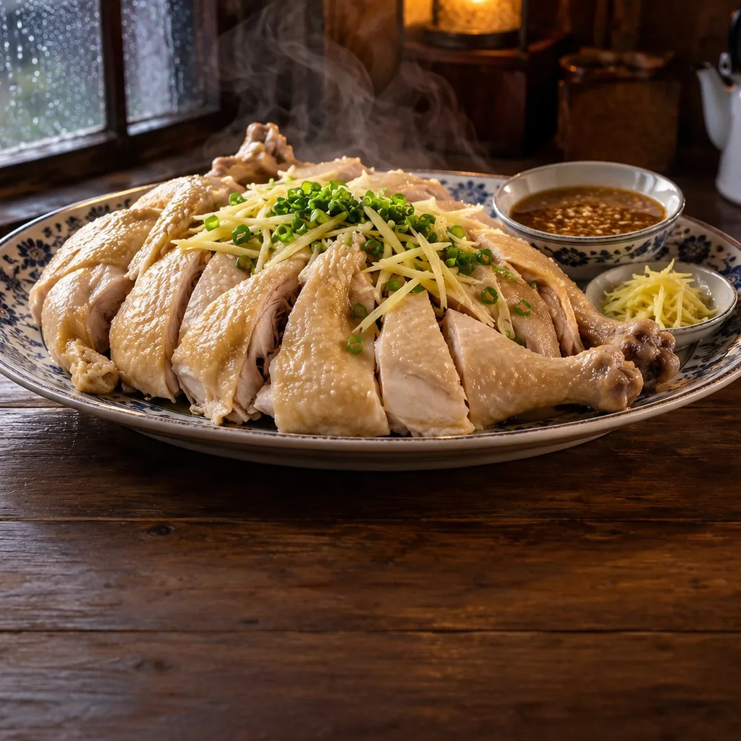 ไก่ต้มสับน้ำจิ้มเต้าเจี้ยวแบบย้อยโภชนา อาหารภูเก็ต