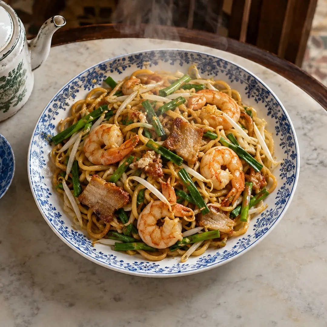 หมี่กระเทียมผัดแบบภูเก็ต อาหารภูเก็ต